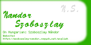 nandor szoboszlay business card