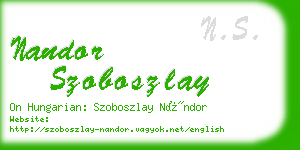 nandor szoboszlay business card